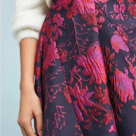 Anthropologie Eva Franco Asymmetrical Floral Jacquard Skirt Sz 2 Brocade Office - Picture 4 of 16